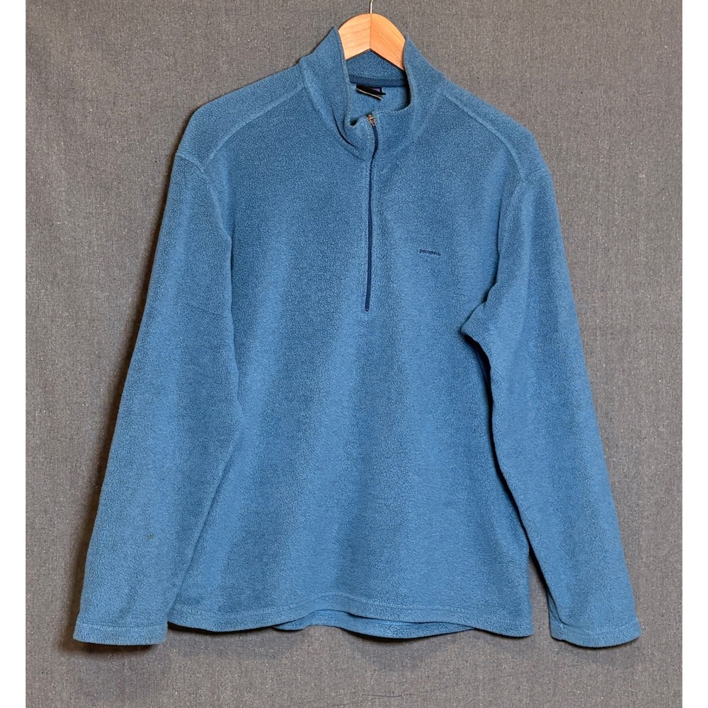 Vintage 90s Patagonia Capilene Mens Large Blue 1/4 Zip Fleece Pullover Sweater